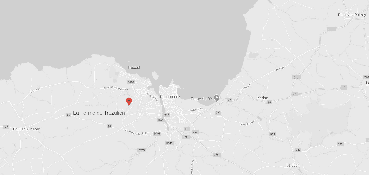 Chemin d'accès aux Gîtes de Trézulien à Douarnenez sur Google Map